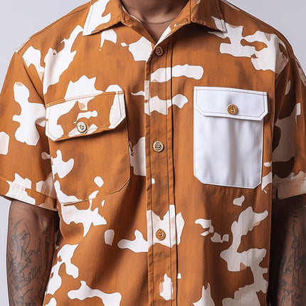 Men's Casual Shirt | Short Sleeve | Contrast Print | Stylish & Comfortable | Versatile Design | Breathable Fabric | Perfect for Casual Outfits | Ideal for Summer | Easy-to-Pair | Fashionable Men's Top