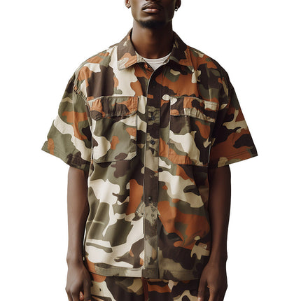 Men's Camouflage Print Shirt | Short Sleeve | Casual Style | Modern Camo Design | Breathable Fabric | Comfortable Fit | Durable Material | Ideal for Casual Wardrobe | Fashionable Everyday Shirt