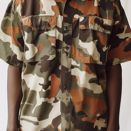 Men's Camouflage Print Shirt | Short Sleeve | Casual Style | Modern Camo Design | Breathable Fabric | Comfortable Fit | Durable Material | Ideal for Casual Wardrobe | Fashionable Everyday Shirt