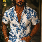 Men's Resort Short Sleeve Shirt | Floral Print | Casual Button-Down | Lightweight Breathable Fabric | Relaxed Fit | Summer Wardrobe Essential | Beach Vacation Style | Vibrant Colors | Comfortable Fit