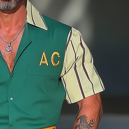 Men's Short Sleeve Shirt | Contrast Color Digital Print | Lapel Collar | Casual Top | Breathable & Durable Fabric | Easy-Care | Vivid Design | Versatile Everyday Wear | Stylish Men's Apparel