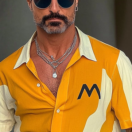 Men's Short Sleeve Shirt | Contrast Print Design | Comfortable Fit | Premium Quality | Relaxed Versatile Style | Breathable Fabric | Durable Construction | Casual to Semi-Formal | Wardrobe Essential