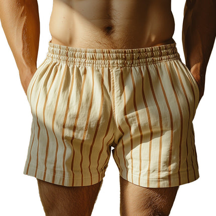 Men's Stripe Print Shorts | Comfortable Breathable Material | Elastic Waistband | Casual Summer Style | Versatile Design | High-Quality Fabric | Available in Various Sizes | Great for Everyday Wear