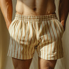 Men's Stripe Print Shorts | Comfortable Breathable Material | Elastic Waistband | Casual Summer Style | Versatile Design | High-Quality Fabric | Available in Various Sizes | Great for Everyday Wear