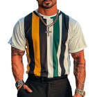 Men's Striped T-Shirt | Short Sleeve | Round Neck | Soft Breathable Fabric | Vibrant Striped Print | Relaxed Fit | Casual Everyday Wear | Double-Stitched Seams | Modern Style