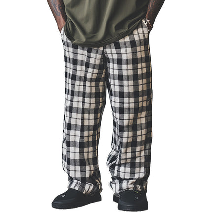 Men's Linen Check Print Casual Trousers | Relaxed Fit | Breathable Lightweight Fabric | Stylish Neutral Design | Perfect for Warm Weather | Dress Up or Down | Versatile Semi-Formal & Casual Wear
