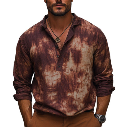 Men's Red Brown Tie-Dye T-Shirt | Summer Cotton Casual | Short Sleeve | Breathable Soft Fabric | Relaxed Fit | Versatile Style | Retro Contemporary Design | Sizes S-3XL | Perfect for Urban Exploring