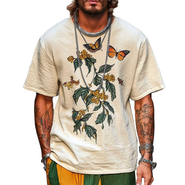 Men's T-Shirt | Butterfly Print | Loose Fit | Round Neck | Short Sleeve | Casual Fashion | Comfortable Breathable Fabric | Versatile Style | Fashion Statement