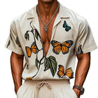 Men's Casual Shirt | Loose Fit | Butterfly Print | Short Sleeve | Comfortable & Breathable | Perfect for Summer & Layered Look | Ideal for Casual Outings | Stylish & Versatile | High-Quality Fabric
