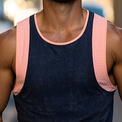 Men's Slim Fit Tank Top | Summer Sleeveless Color Block | Skin-Friendly Moisture-Wicking | Cotton Blend | Versatile Crew Neck | Size S-3XL | Casual & Active Wear
