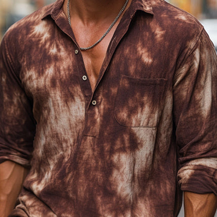 Men's Tie-Dye T-Shirt | Red Brown Cotton Casual Top | Short Sleeve Summer Shirt | Breathable & Stylish | Relaxed Fit | Retro-Inspired Design | S-3XL Sizes | Versatile Everyday Wear