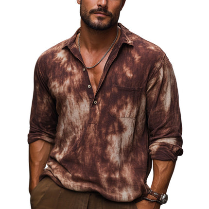 Men's Tie-Dye T-Shirt | Red Brown Cotton Casual Top | Short Sleeve Summer Shirt | Breathable & Stylish | Relaxed Fit | Retro-Inspired Design | S-3XL Sizes | Versatile Everyday Wear