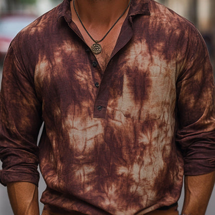 Men's Red Brown Tie-Dye T-Shirt | Summer Cotton Casual | Short Sleeve | Breathable Soft Fabric | Relaxed Fit | Versatile Style | Retro Contemporary Design | Sizes S-3XL | Perfect for Urban Exploring