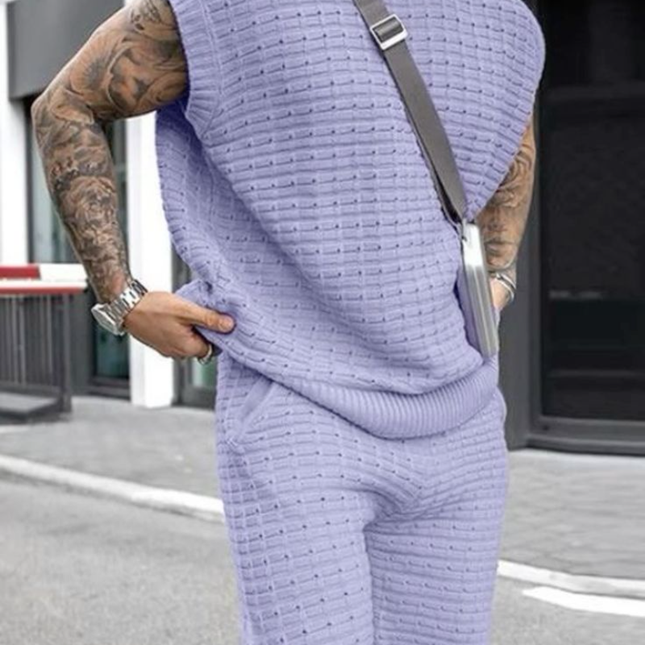 Men's Casual Tank Top | Loose Fit | Elastic Waist Shorts | Knitted Set | Soft Breathable Fabric | Perfect for Gym or Lounge | Versatile Summer Outfit | Various Sizes Available | Easy Care