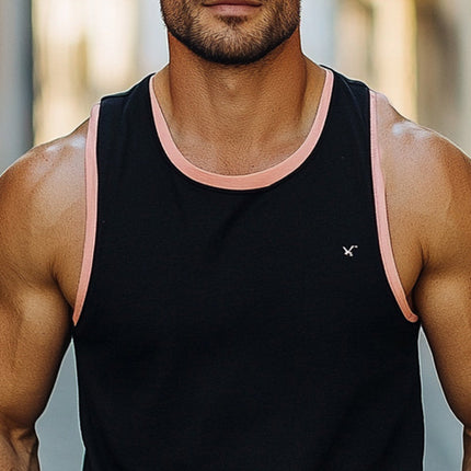 Men's Black Cotton Tank Top | Skin-Friendly Soft Breathable Fabric | Casual Versatile Sleeveless Shirt | Relaxed Fit Scoop Neck | Available in Size Small to 3XL | Ideal for Workout or Daily Wear