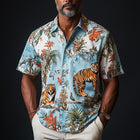 Men's Spring Fashion Shirt | Printed Short Sleeve | Vibrant Patterns | Breathable Fabric | Casual Relaxed Fit | Stylish Summer Wear | Ideal for Day to Night | Perfect for Beach & Brunch Outings