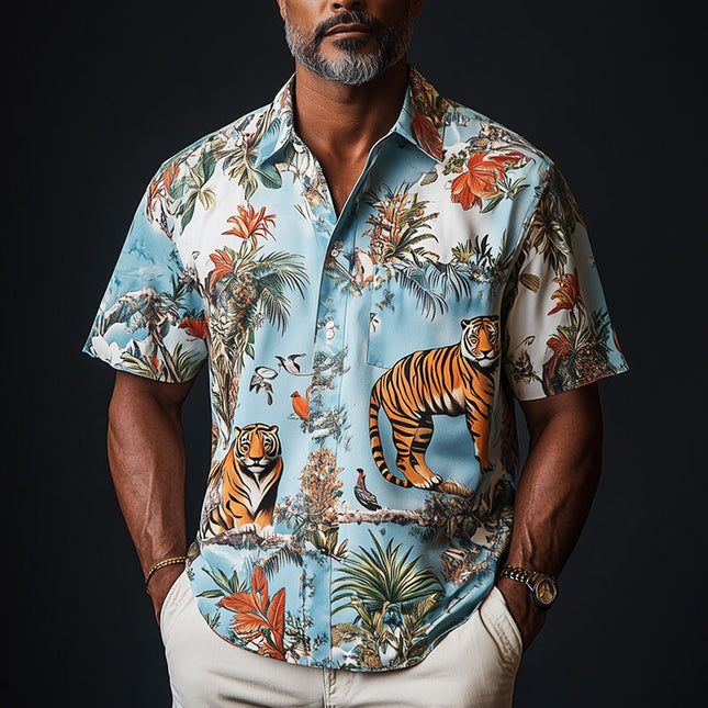 Men's Spring Fashion Shirt | Printed Short Sleeve | Vibrant Patterns | Breathable Fabric | Casual Relaxed Fit | Stylish Summer Wear | Ideal for Day to Night | Perfect for Beach & Brunch Outings