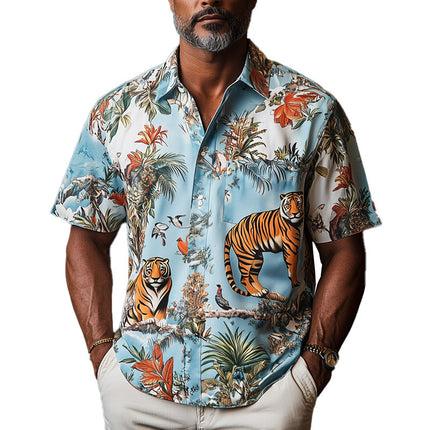 Men's Spring Fashion Shirt | Printed Short Sleeve | Vibrant Patterns | Breathable Fabric | Casual Relaxed Fit | Stylish Summer Wear | Ideal for Day to Night | Perfect for Beach & Brunch Outings