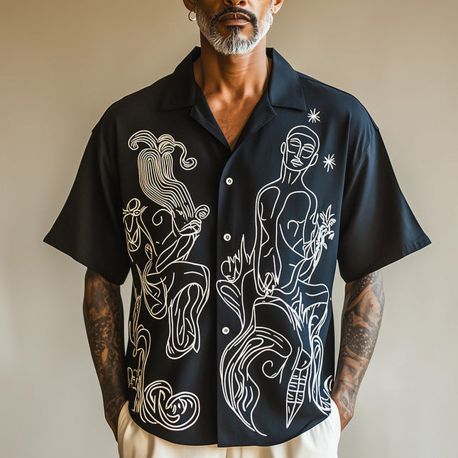 Men's Short Sleeve Shirt | Picasso Abstract Print | Artistic Design | Breathable Fabric | Casual & Formal Versatility | Unique Pattern Fashion Top