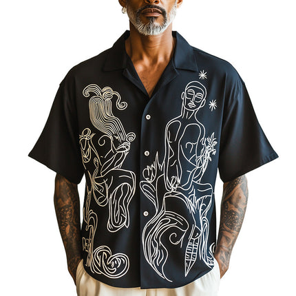 Men's Short Sleeve Shirt | Picasso Abstract Print | Artistic Design | Breathable Fabric | Casual & Formal Versatility | Unique Pattern Fashion Top