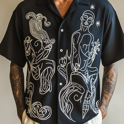 Men's Short Sleeve Shirt | Picasso Abstract Print | Artistic Design | Breathable Fabric | Casual & Formal Versatility | Unique Pattern Fashion Top