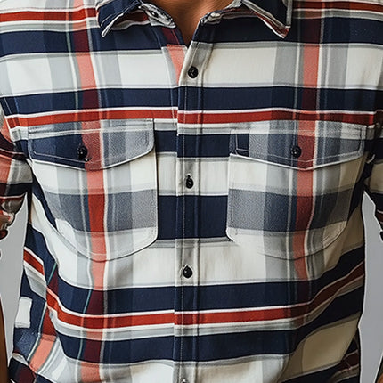 Men's Retro Plaid Long Sleeve Shirt | Vintage-Inspired Pattern | High-Quality Fabric | Comfortable & Breathable | Timeless Button-Down Collar | Transitional Spring Fashion