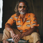 Men's Sardines Print Shirt | Spring Fashion | Short Sleeve | Breathable Fabric | Quirky Design | Classic Fit | Comfortable Casual Apparel