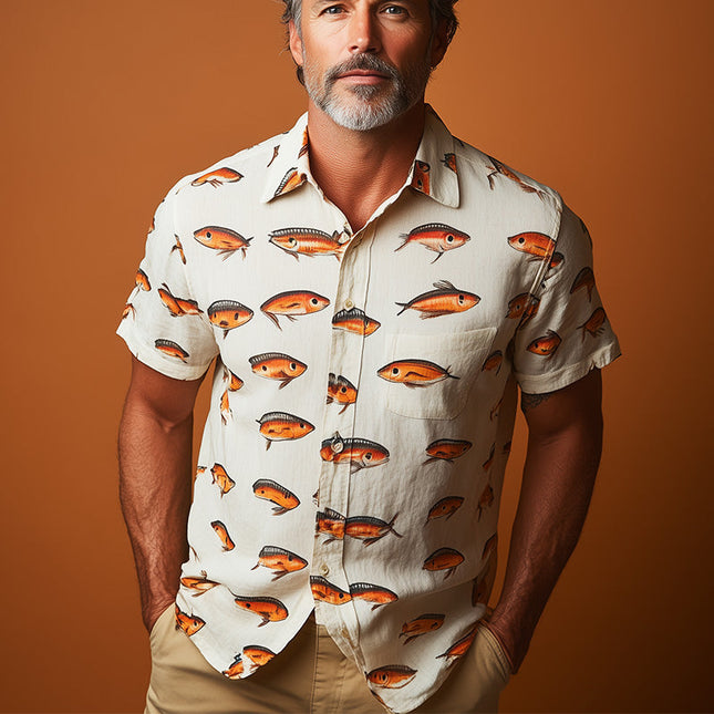 Men's Unique Printed Short Sleeve Shirt | Early Spring Fashion | Casual Vibrant Design | Breathable Fabric | Tailored Fit | Comfortable Stylish Top