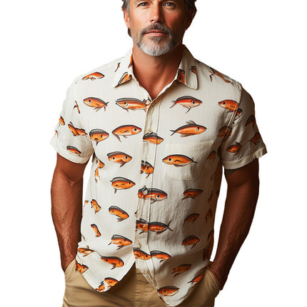Men's Unique Printed Short Sleeve Shirt | Early Spring Fashion | Casual Vibrant Design | Breathable Fabric | Tailored Fit | Comfortable Stylish Top