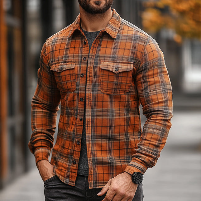 Men's Retro Plaid Long Sleeve Shirt | Classic Plaid Design | Soft Breathable Fabric | Spring Fashion | Casual & Semi-Formal Wear | Comfortable Relaxed Fit | Versatile Layering Shirt