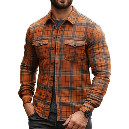 Men's Retro Plaid Long Sleeve Shirt | Classic Plaid Design | Soft Breathable Fabric | Spring Fashion | Casual & Semi-Formal Wear | Comfortable Relaxed Fit | Versatile Layering Shirt