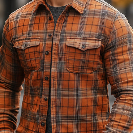 Men's Retro Plaid Long Sleeve Shirt | Classic Plaid Design | Soft Breathable Fabric | Spring Fashion | Casual & Semi-Formal Wear | Comfortable Relaxed Fit | Versatile Layering Shirt