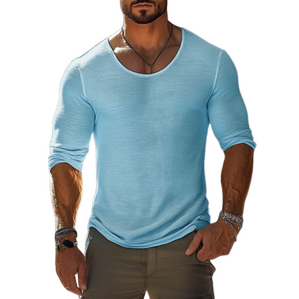 Men's Slim Fit Long Sleeve T-Shirt | Casual Cotton | Round Neck | Versatile Style | Premium Fabric Comfort | Breathable | Easy Care | Layering Essential | Multiple Sizes