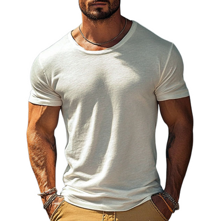 Men's Cotton Slim Fit T-Shirt | Short Sleeve | Round Neck | Casual Wear | Versatile Styling | Breathable Fabric | Comfortable Fit