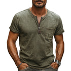 Men's Casual T-Shirt | Vintage Zipper Neck | Comfortable Soft Cotton Blend | Short Sleeve | Breathable Fabric | Classic Style | Versatile Outfits | Sizes S-XXXL | Ideal for Everyday Wear