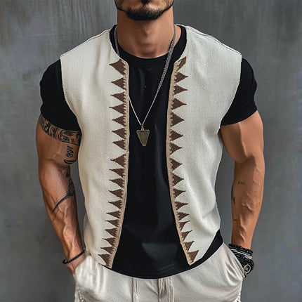 Men's Vintage V-Neck Vest | Embroidered Design | Premium Fabric | Tailored Fit | Classic Aesthetics | Timeless Vintage Style