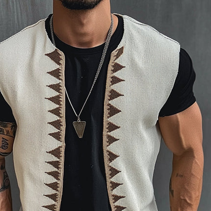 Men's Vintage V-Neck Vest | Embroidered Design | Premium Fabric | Tailored Fit | Classic Aesthetics | Timeless Vintage Style