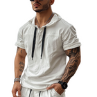 Men's Cotton Short Sleeve Hoodie | Solid Color | Breathable Lightweight Fashion | Casual Relaxed Fit with Pocket | Comfortable Hooded Top for Spring Summer | Modern Design