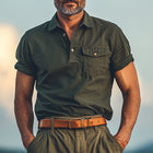 Men's Distressed Polo Neck T-Shirt | Short Sleeve Cotton Summer Tee | Breathable Comfort | Casual Stylish Design