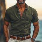 Men's Vintage Distressed Polo Neck T-Shirt | Summer Fashion | Breathable Cotton | Short Sleeve Casual Tee | Classic Style | Easygoing Outfit | Versatile Sizes | Ideal for Warm Weather | Relaxed Fit