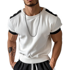 Men's Contrast Color T-Shirt | Short Sleeve Crew Neck | Sporty Style | Breathable Fabric | Casual & Athletic Wear | Comfortable Fit | Versatile Design | Men's Wardrobe Staple
