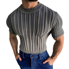 Men's Striped Knit T-Shirt | Casual Round Neck | Short Sleeve | Soft Breathable Fabric | Timeless Pattern | Versatile Everyday Wear
