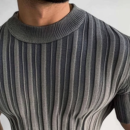 Men's Striped Knit T-Shirt | Casual Round Neck | Short Sleeve | Soft Breathable Fabric | Timeless Pattern | Versatile Everyday Wear