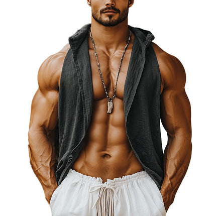 Men's Vintage Open Collar Sleeveless Top | Retro Design | Breathable Comfort | Stylish Unique Collar | Relaxed Fit | Ideal for Warm Weather or Layering