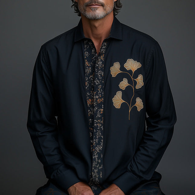 Men's Spring Shirt | Embroidered Long Sleeve | Premium Quality | Tailored Fit | Versatile Fashion | Elegant Design | Sophisticated Look | Perfect for Formal and Casual | Comfortable | Classic Spring Style