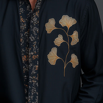 Men's Spring Shirt | Embroidered Long Sleeve | Premium Quality | Tailored Fit | Versatile Fashion | Elegant Design | Sophisticated Look | Perfect for Formal and Casual | Comfortable | Classic Spring Style