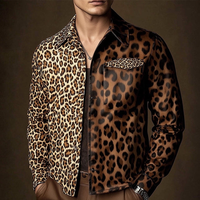 Men's Lightweight Leather Jacket | Spring Fashion | Leopard Print | Tailored Fit | Bold Statement Outerwear | Zipper Closure | Comfort & Durability | Modern Style
