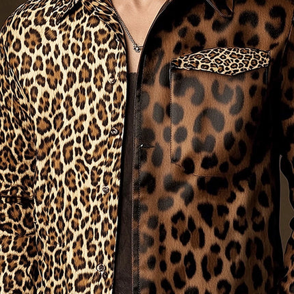 Men's Lightweight Leather Jacket | Spring Fashion | Leopard Print | Tailored Fit | Bold Statement Outerwear | Zipper Closure | Comfort & Durability | Modern Style