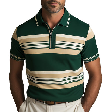 Men's Contrast Print Short Sleeve Polo Shirt | Spring Fashion | Stylish Modern Fit | Breathable Casual Top for Everyday Wear