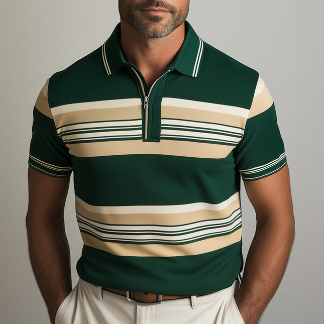 Men's Contrast Print Short Sleeve Polo Shirt | Spring Fashion | Stylish Modern Fit | Breathable Casual Top for Everyday Wear